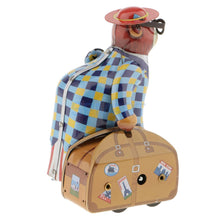 Load image into Gallery viewer, MS516 Vintage Traveler Suitcase Monkey Retro Clockwork Wind Up Tin Toy Collectible