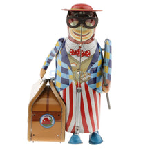 Load image into Gallery viewer, MS516 Vintage Traveler Suitcase Monkey Retro Clockwork Wind Up Tin Toy Collectible