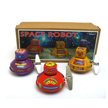 Load image into Gallery viewer, MS647 Vintage Space Robot UFO Spaceship 3 pcs Retro Clockwork Wind Up Tin Toy Collectible