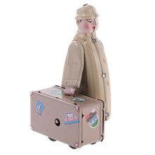 Load image into Gallery viewer, MS472 Vintage Traveller Suitcase Man Retro Clockwork Wind Up Tin Toy Collectible