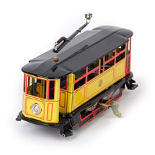 Load image into Gallery viewer, MS638 Yellow Vintage Tram Trolley Streetcar Retro Clockwork Wind Up Tin Toy Collectible