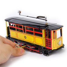 Load image into Gallery viewer, MS638 Yellow Vintage Tram Trolley Streetcar Retro Clockwork Wind Up Tin Toy Collectible