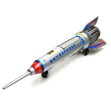 Load image into Gallery viewer, MS378 Spaceship Skyexpress Friction Powered Rocket Ship Retro Tin Toy Collectible