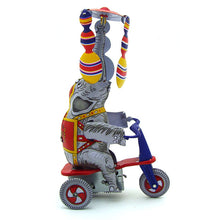 Load image into Gallery viewer, MS814 Vintage Elephant on Bike Tricycle Retro Clockwork Wind Up Tin Toy Collectible