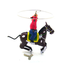 Load image into Gallery viewer, MS418 Vintage Cowboy with Whip Spinning Lasso Retro Clockwork Wind Up Tin Toy Collectible