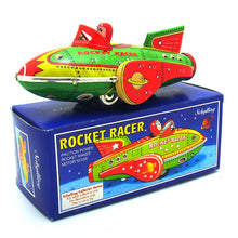 Load image into Gallery viewer, MF735 Green Rocket Racer Friction Power Space Ship Retro Tin Toy Collectable
