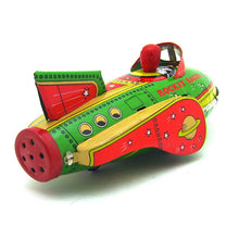 Load image into Gallery viewer, MF735 Green Rocket Racer Friction Power Space Ship Retro Tin Toy Collectable