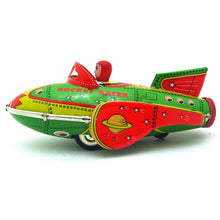 Load image into Gallery viewer, MF735 Green Rocket Racer Friction Power Space Ship Retro Tin Toy Collectable