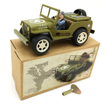 Load image into Gallery viewer, MS498 Military Jeep Willys 1941 US Army Vehicle Retro Clockwork Wind Up Tin Toy Collectible
