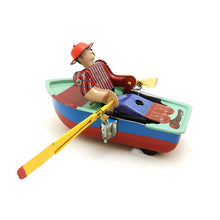 Load image into Gallery viewer, MS385 Vintage Rowboat Boatman Boat Retro Clockwork Wind Up Tin Toy Collectible