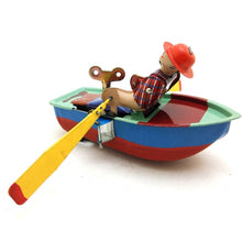 Load image into Gallery viewer, MS385 Vintage Rowboat Boatman Boat Retro Clockwork Wind Up Tin Toy Collectible