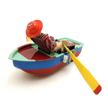 Load image into Gallery viewer, MS385 Vintage Rowboat Boatman Boat Retro Clockwork Wind Up Tin Toy Collectible