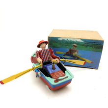 Load image into Gallery viewer, MS385 Vintage Rowboat Boatman Boat Retro Clockwork Wind Up Tin Toy Collectible