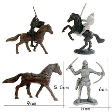 Load image into Gallery viewer, 28 pcs Classic Medieval Warfare Knights Horses Middle Ages Warriors Plastic Toy Soldiers Figures Set