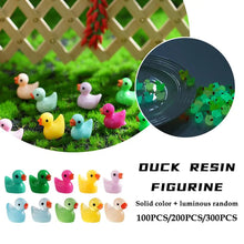 Load image into Gallery viewer, 100 pcs Mixed Miniature Little Duck Model Glow in Dark DIY Dollhouse Landscape Fairy Garden Accessories Terrarium Diorama Craft Supplies
