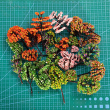 Load image into Gallery viewer, 30pcs Miniature Model Trees 3-10cm HO Scale Train Scenery Diorama Supplies Colorful Landscape Plants Railway Layout Kit
