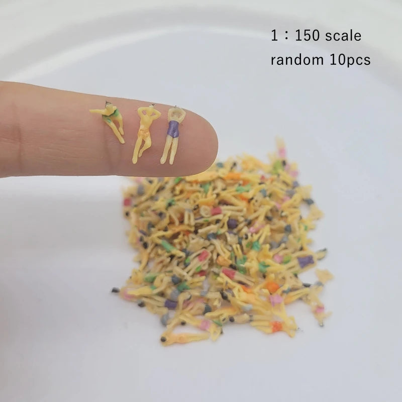 10pcs Painted Swimming Figures for Dioramas, 1/50, 1/87, 1/150 Scale Model People, Miniature Architecture Layout and Model Scene Supplies
