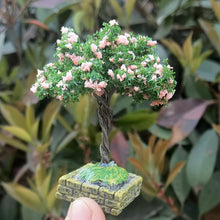 Load image into Gallery viewer, 7cm Miniature Flowering Wire Tree Model with Base Railway Accessories Fairy Garden Landscape Dollhouse Terrarium Diorama Craft Supplies
