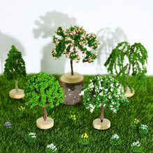 Load image into Gallery viewer, Miniature Green Tree Model with Base Train Railway Accessories DIY Scenery Fairy Garden Landscape Dollhouse Terrarium Diorama Craft Supplies
