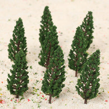 Load image into Gallery viewer, 50pcs Miniature Pine Model Trees 78mm, HO OO Scale, Diorama &amp; Railway Scenery Craft Supply
