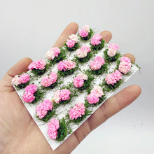 Load image into Gallery viewer, 20 pcs Miniature Pink Flower Cluster Tufts Models DIY Train Railway Scenery Dollhouse Garden Landscape Terrarium Diorama Craft Supplies
