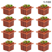 Load image into Gallery viewer, 12pcs Miniature Flowerbed Model Set N HO OO O Scale, Square Garden Border Parterre for Railway Layout Diorama Scene Craft Supplies
