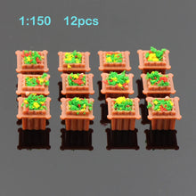 Load image into Gallery viewer, 12pcs Miniature Flowerbed Model Set N HO OO O Scale, Square Garden Border Parterre for Railway Layout Diorama Scene Craft Supplies
