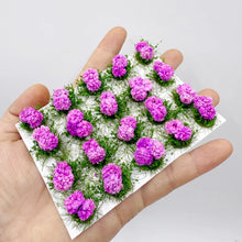 Load image into Gallery viewer, 20 pcs Miniature Pink Flower Cluster Tufts Models DIY Train Railway Scenery Dollhouse Garden Landscape Terrarium Diorama Craft Supplies
