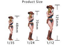 Load image into Gallery viewer, Sexy Cowgirl Unpainted Resin Figure 1/35 1/24 1/12 Scale Unassembled Model
