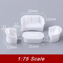 Load image into Gallery viewer, 4 pcs Miniature Sofa Table Furniture Set Blank Unpainted Models 1:75/100/150 Scale DIY Layout Dollhouse Decor Diorama Craft Supplies
