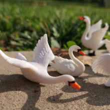 Load image into Gallery viewer, 5pcs Mini White Goose Swan Figurines, Resin Animal Miniatures for Fairy Garden, Dollhouse, Terrarium, Bonsai Decor &amp; DIY Craft Supplies
