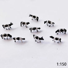 Load image into Gallery viewer, 10pcs Miniature Dairy Cow Figures, N Scale 1:150 Farm Animals, Diorama Scenery Supplies
