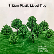 Load image into Gallery viewer, 100 pcs Mixed 3-12cm Miniature Green Model Trees for Dioramas, Railway Scenery, Sand Table, DIY crafts, and Architectural Layouts
