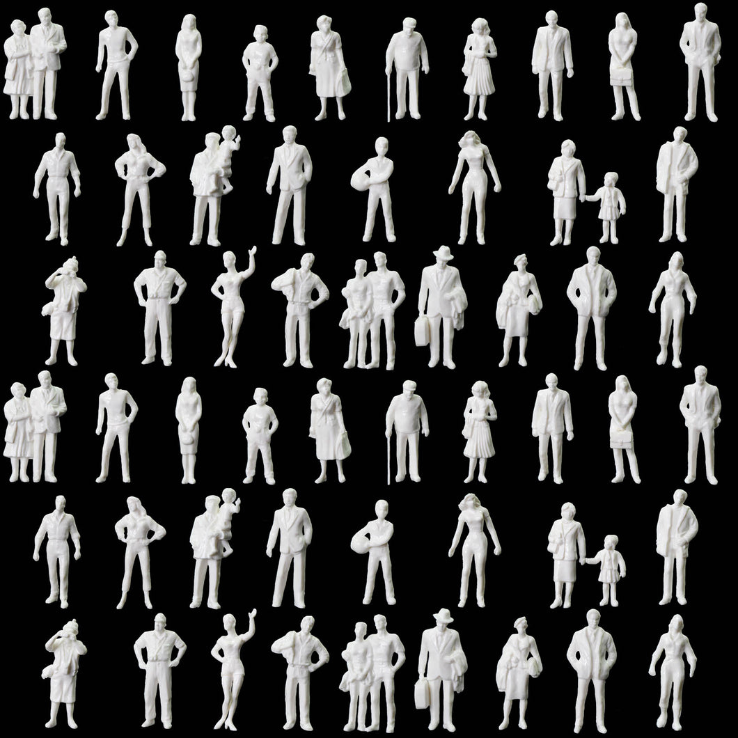 60 pcs Miniature Standing Passenger People 1:43 Unpainted Figure O Scale Model Railway Landscape Scenery Layout Accessories Diorama Supplies