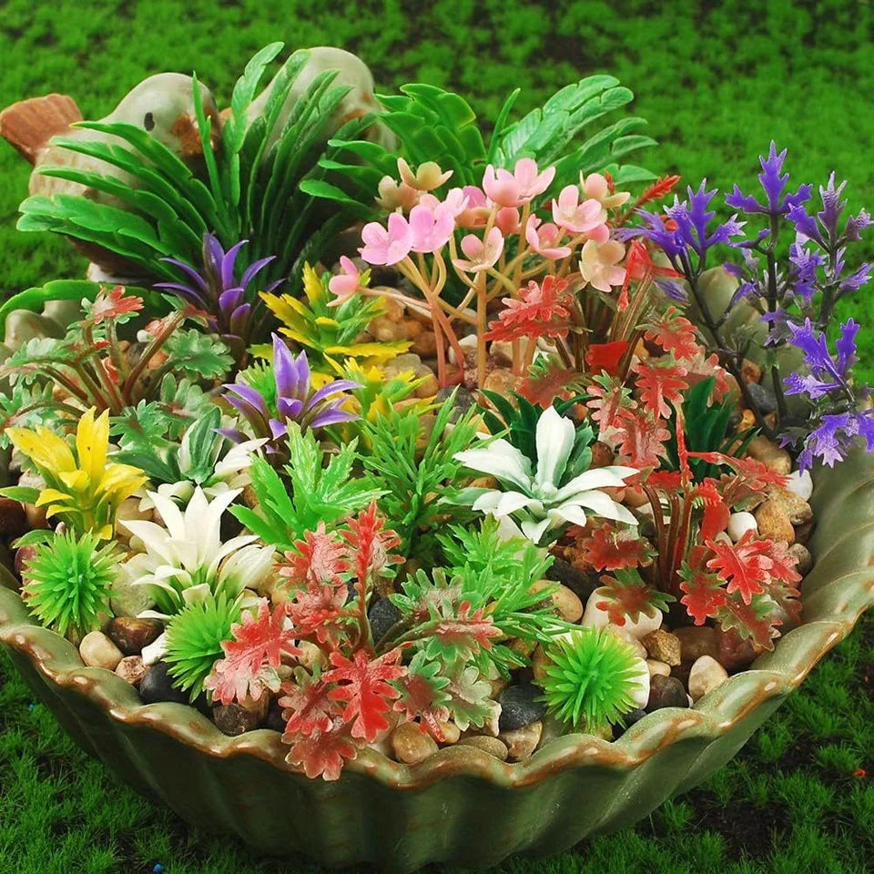 45pcs Mixed Miniature Shrubs and Bushes – Colorful Model Plants for Diorama, Train Railway Scenery, Architecture, Dollhouse, Wargame Layouts