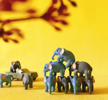 Load image into Gallery viewer, 10pcs Mini Elephant Figurines Blue Grey Miniatures Animals Models for Fairy Garden, Dollhouse, Terrarium, Bonsai, Crafts &amp; DIY Home Decor

