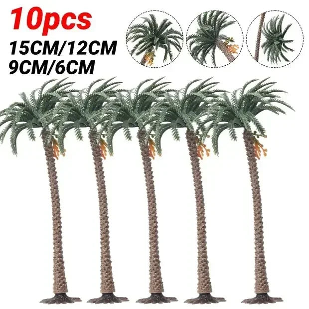 10 pcs 6-15cm Miniature African Coconut Palm Tree Models Railway Accessories Forest Fairy Garden Landscape Terrarium Diorama Craft Supplies