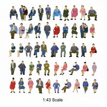Load image into Gallery viewer, 50pcs Miniature People Seated Passenger Figures 1:43 Scale for Model Railway Diorama Layout
