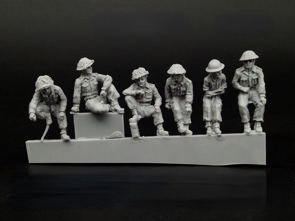 WWII British Soldiers Resting 6 People Miniature Unpainted Resin Figure 1/72 Scale Unassembled Model