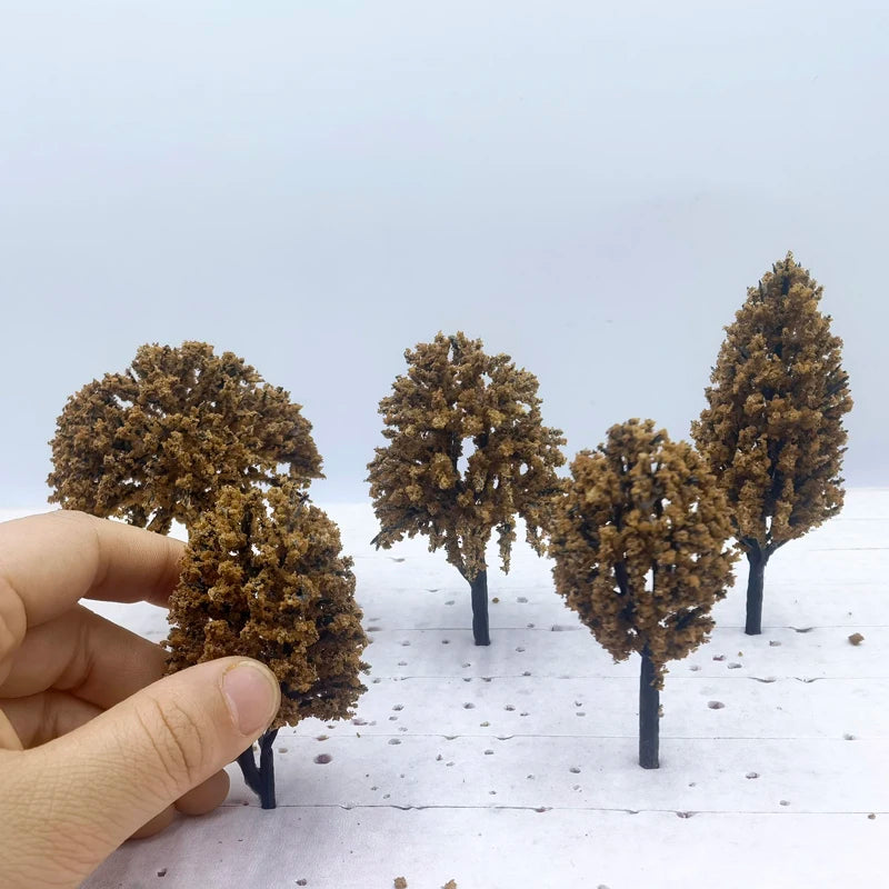 100pcs Mixed Autumn Model Trees 3–12cm Plastic Miniature Scenery for DIY Diorama, Railway Layout, Sand Tables, Landscape Craft Supplies