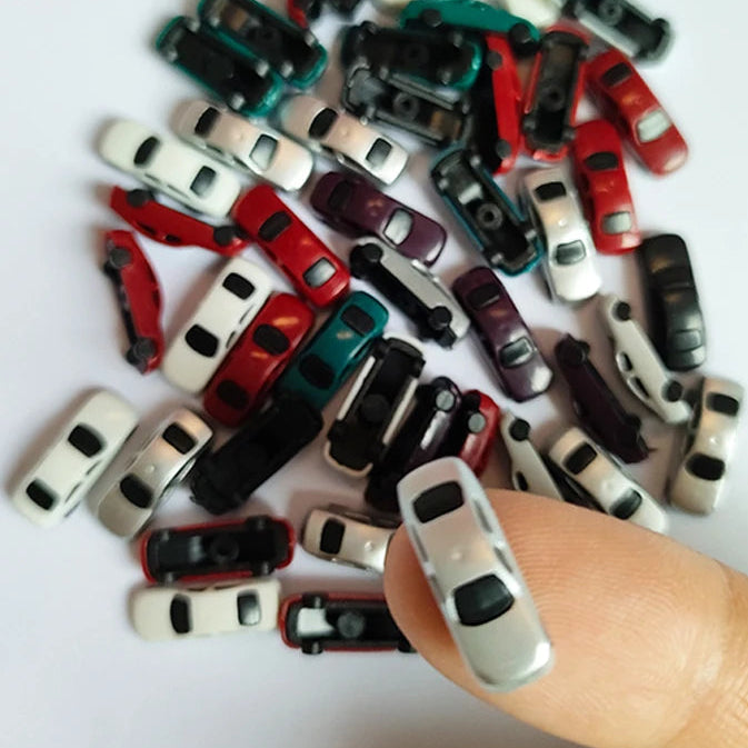 30/50/100pcs 1:250 Miniature Cars Set Painted ABS Vehicles for Model Railway, Architecture Layouts, Dioramas, Street Scenes, Craft Supplies