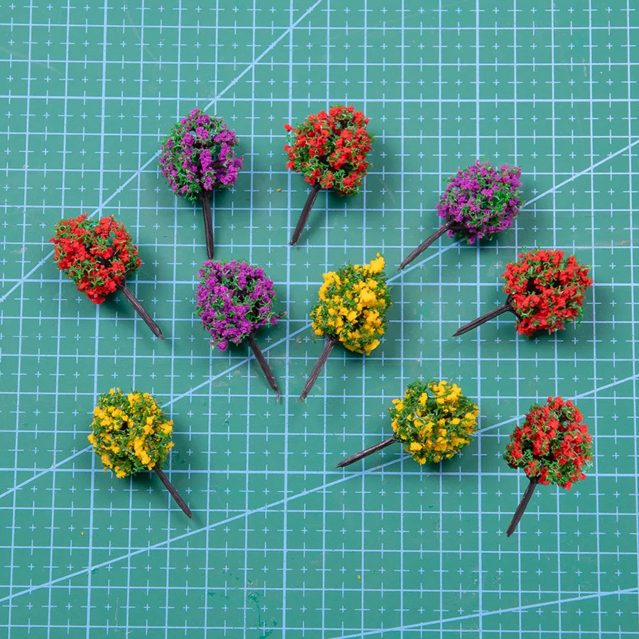 30pcs Miniature Flower Trees – 3.5cm Colorful Model Plants for Diorama, Railway Train Layout, Sandtable, Dollhouse and DIY Craft Projects