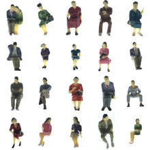 Load image into Gallery viewer, 20pcs 1:43 O Scale Seated Miniature People Painted Figures for Model Railway Layouts, Diorama Scenes, Park Benches, Architecture Crafts
