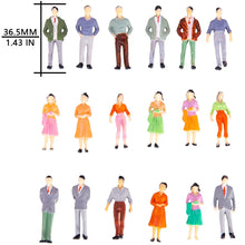 Load image into Gallery viewer, 100pcs 1:50 Scale Miniature People Figures, Painted Standing &amp; Sitting Model Characters for Dioramas, Train Layouts, Architecture Scenes
