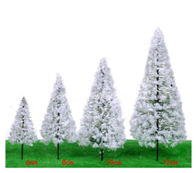 Load image into Gallery viewer, 10pcs Snowy Miniature Pine Trees Model 6-10cm for DIY Diorama Village Railway Winter Scenery
