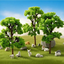 Load image into Gallery viewer, 20pcs Miniature Model Trees 4-9cm N/HO Scale – Green Plastic Scenery, Diorama Supplies
