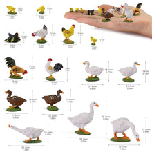 Load image into Gallery viewer, 15 pcs Miniature Chicken Chick Hen Duck Goose Farm Animal 1:43 Figure O Scale Models Garden Scenery Layout Accessories Diorama Supplies
