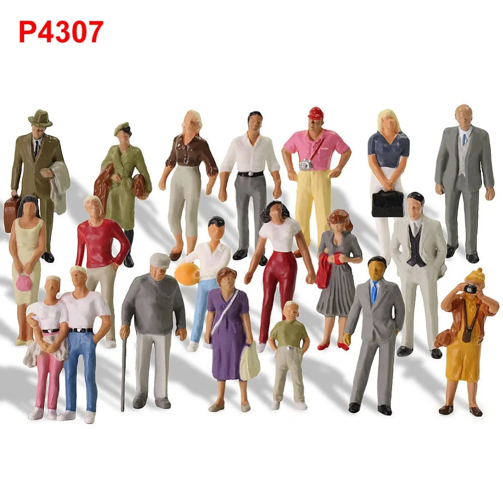 20 pcs Miniature Standing People Passenger 20 Different Figures Models O Scale 1:43 Train Railway Scenery Accessories Diorama Supplies