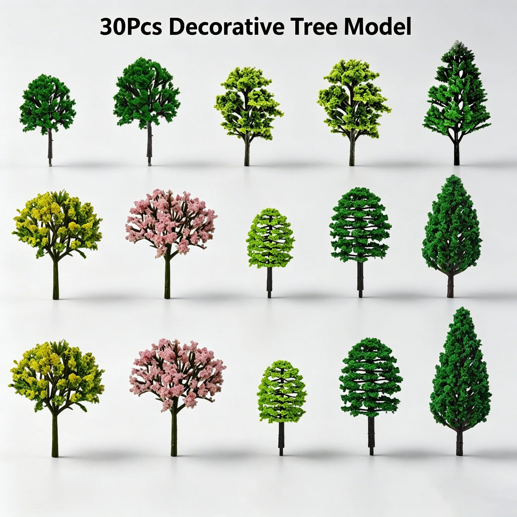 30pcs Miniature Model Trees Mixed Sizes for Diorama Model Railway Land ...