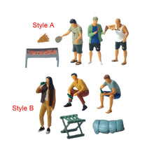 Load image into Gallery viewer, 5 pcs Miniature BBQ Barbecue Scene People Figure 1:64 Model S Scale Sand Table Layout Building Street Landscape Accessories Diorama Supplies
